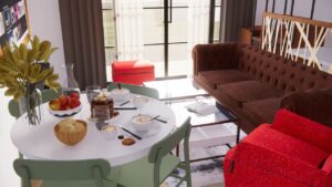 הסלון ופינת האוכל-הדמיה