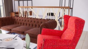 הסלון ופינת העבודה-הדמיה